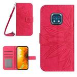 For Nokia XR20 Skin Feel Sun Flower Pattern Flip Leather Phone Case with Lanyard(Rose Red)