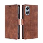 For OPPO A17 Skin Feel Crocodile Magnetic Clasp Leather Phone Case(Brown)