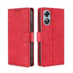 For OPPO A17 Skin Feel Crocodile Magnetic Clasp Leather Phone Case(Red)