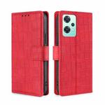For OPPO K10x 5G Skin Feel Crocodile Magnetic Clasp Leather Phone Case(Red)