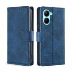 For Realme C33 4G Skin Feel Crocodile Magnetic Clasp Leather Phone Case(Blue)