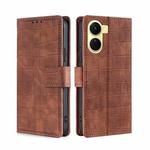 For vivo Y16 4G/Y02s 4G Skin Feel Crocodile Magnetic Clasp Leather Phone Case(Brown)