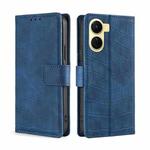 For vivo Y16 4G/Y02s 4G Skin Feel Crocodile Magnetic Clasp Leather Phone Case(Blue)