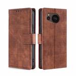 For Sharp Aquos sense7 Plus Skin Feel Crocodile Magnetic Clasp Leather Phone Case(Brown)