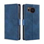 For Sharp Aquos sense7 Plus Skin Feel Crocodile Magnetic Clasp Leather Phone Case(Blue)