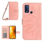For Wiko Power U30 Skin Feel Sun Flower Pattern Flip Leather Phone Case with Lanyard(Pink)