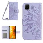 For Wiko T3 Skin Feel Sun Flower Pattern Flip Leather Phone Case with Lanyard(Purple)