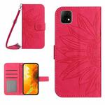 For Wiko T3 Skin Feel Sun Flower Pattern Flip Leather Phone Case with Lanyard(Rose Red)