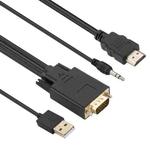 VGA to HDMI Adapter Cable with Audio Band Power Supply, Length: 1.8m(Black)