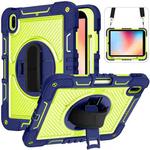 For iPad 10th Gen 10.9 2022 360 Degree Rotation Shockproof Silicone + PC Tablet Case(Navy+Yellow Green)