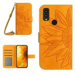 For Kyocera Android One S9 Skin Feel Sun Flower Pattern Flip Leather Phone Case with Lanyard(Yellow)