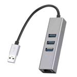 SL-030 USB to Gigabit Ethernet RJ45 & 3 x USB 3.0 Adapter Converter HUB(Grey)