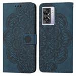 For OPPO A57 2022 Mandala Embossed Flip Leather Phone Case(Blue)