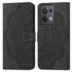 For OPPO Reno8 Mandala Embossed Flip Leather Phone Case(Black)