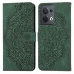 For OPPO Reno8 Mandala Embossed Flip Leather Phone Case(Green)