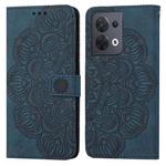 For OPPO Reno8 Mandala Embossed Flip Leather Phone Case(Blue)