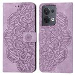 For OPPO Reno8 Mandala Embossed Flip Leather Phone Case(Purple)