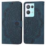 For OPPO Reno8 Pro Mandala Embossed Flip Leather Phone Case(Blue)