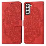 For Samsung Galaxy S23 5G Mandala Embossed Flip Leather Phone Case(Red)