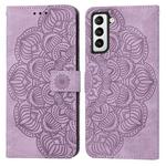 For Samsung Galaxy S23+ 5G Mandala Embossed Flip Leather Phone Case(Purple)