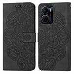 For vivo Y16 Mandala Embossed Flip Leather Phone Case(Black)