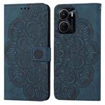 For vivo Y16 Mandala Embossed Flip Leather Phone Case(Blue)