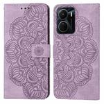 For vivo Y16 Mandala Embossed Flip Leather Phone Case(Purple)