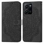 For vivo Y22s Mandala Embossed Flip Leather Phone Case(Black)