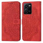 For vivo Y22s Mandala Embossed Flip Leather Phone Case(Red)