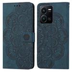 For vivo Y22s Mandala Embossed Flip Leather Phone Case(Blue)