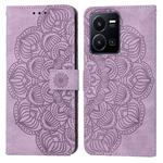 For vivo Y22s Mandala Embossed Flip Leather Phone Case(Purple)