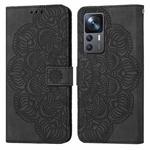 For Xiaomi 12T / 12T Pro / Redmi K50 Ultra Mandala Embossed Flip Leather Phone Case(Black)