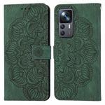 For Xiaomi 12T / 12T Pro / Redmi K50 Ultra Mandala Embossed Flip Leather Phone Case(Green)