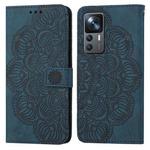 For Xiaomi 12T / 12T Pro / Redmi K50 Ultra Mandala Embossed Flip Leather Phone Case(Blue)