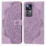 For Xiaomi 12T / 12T Pro / Redmi K50 Ultra Mandala Embossed Flip Leather Phone Case(Purple)