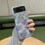 For Samsung Galaxy Z Flip3 5G Flower Series Shockproof PC Phone Case(Purple Leaf)