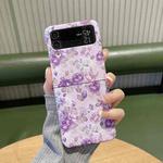 For Samsung Galaxy Z Flip4 Flower Series Shockproof PC Phone Case(Purple Flower)