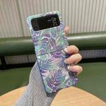 For Samsung Galaxy Z Flip4 Flower Series Shockproof PC Phone Case(Purple Leaf)