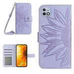 For Infinix Hot 10i / Smart 5 Pro Skin Feel Sun Flower Pattern Flip Leather Phone Case with Lanyard(Purple)