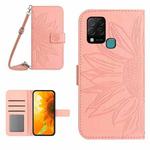 For Infinix Hot 10S / 10S NFC Skin Feel Sun Flower Pattern Flip Leather Phone Case with Lanyard(Pink)