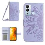 For Infinix Hot 12i Skin Feel Sun Flower Pattern Flip Leather Phone Case with Lanyard(Purple)