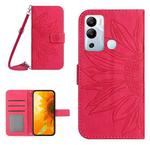 For Infinix Hot 12i Skin Feel Sun Flower Pattern Flip Leather Phone Case with Lanyard(Rose Red)