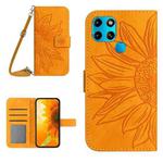 For Infinix Smart 6 Skin Feel Sun Flower Pattern Flip Leather Phone Case with Lanyard(Yellow)