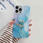For iPhone 14 Pro Ring Holder Glitter Powder Marble Phone Case(Gilt Blue)