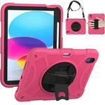 For iPad 10th 10.9 2022 Rotary Grab Silicone And PC Tablet Case(Rose Red)