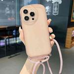 For iPhone 14 Plus Candy Colors TPU Phone Case with Lanyard(Pink)