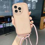 For iPhone 13 Pro Candy Colors TPU Phone Case with Lanyard(Pink)