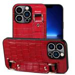 For iPhone 13 Pro Crocodile Wristband Wallet Leather Back Cover Phone Case(Red)