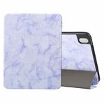 For iPad 10th Gen 10.9 2022 Three-fold Marble Texture Protective Tablet Case with Pen Slot(Purple)