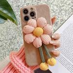 For iPhone 14 Chrysanthemum Woolen Phone Case(Grey)